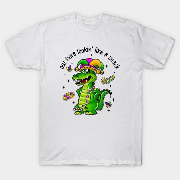 Out Here Lookin Like A Snack Boujee Crocodile, Crocodile Mardi Gras, Funny Mardi Gras T-Shirt by artbyhintze